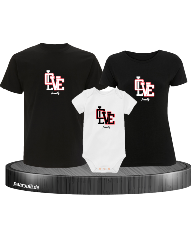 Love Family 3er Familienset T-Shirts mit Babybody Love Family 3er Familienset T-Shirts mit Babybody