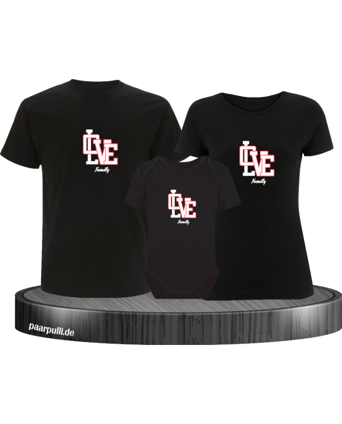 Love Family 3er Familienset T-Shirts mit Babybody