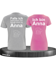 schwarzes pärchen T Shirts im 2er Pack