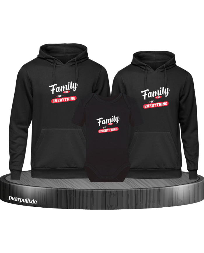 Family can fix everything 3er Hoodies mit Baby Body