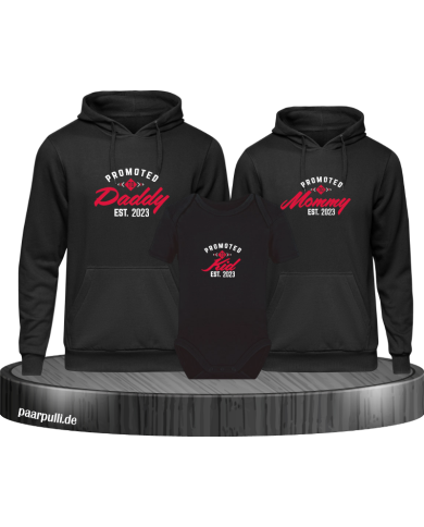 Promoted to Family Wunschjahr 3er Hoodies mit Baby Body Promoted to Family Wunschjahr 3er Hoodies mit Baby Body
