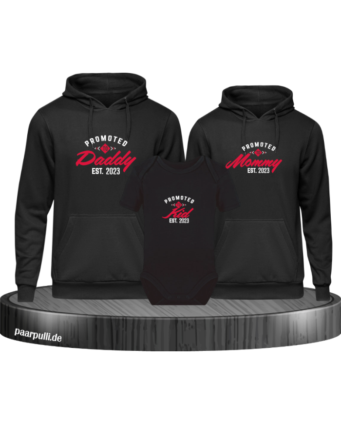 Promoted to Family Wunschjahr 3er Hoodies mit Baby Body