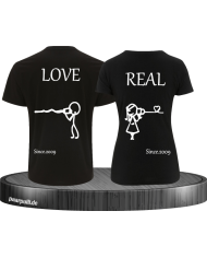 Partner Couple Shirts bedruckt mit Real Love
