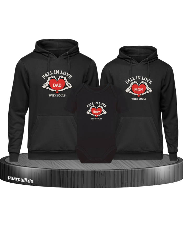 Fall in Love with Souls 3er Hoodies mit Baby Body