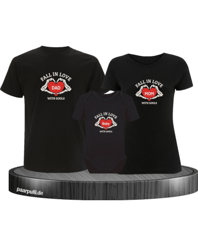 Fall in Love with Souls 3er Familienset T-Shirts mit  Babybody Fall in Love with Souls 3er Familienset T-Shirts mit  Babybody