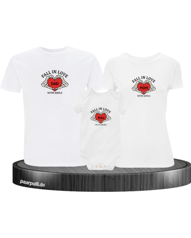 Fall in Love with Souls 3er Familienset T-Shirts mit  Babybody Fall in Love with Souls 3er Familienset T-Shirts mit  Babybody