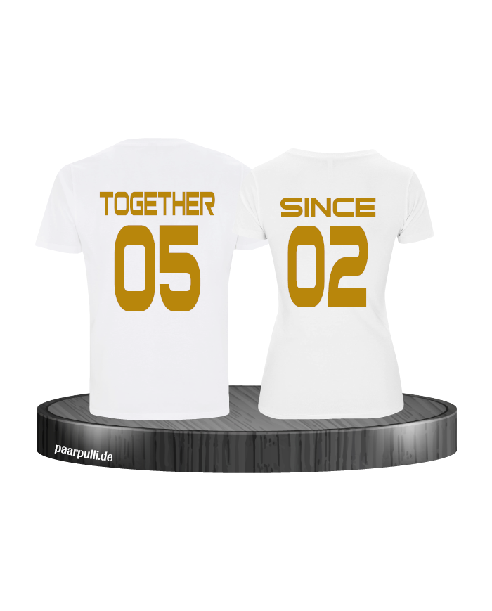 Weißes T-Shirt bedruckt mit gold Together since