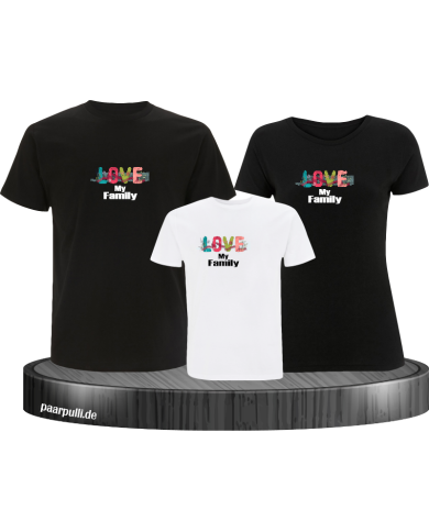 Liebe meine Familie 3er Familienset T-Shirts Liebe meine Familie 3er Familienset T-Shirts