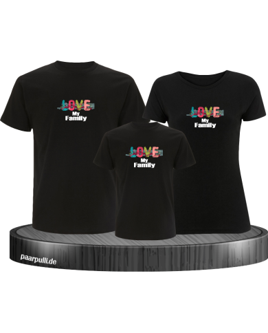 Liebe meine Familie 3er Familienset T-Shirts Liebe meine Familie 3er Familienset T-Shirts