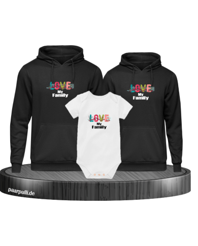 Liebe meine Familie 3er Hoodies mit Baby Body Liebe meine Familie 3er Hoodies mit Baby Body