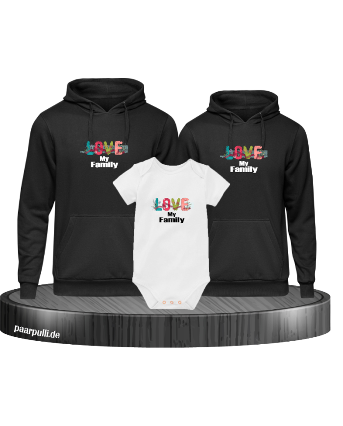Liebe meine Familie 3er Hoodies mit Baby Body