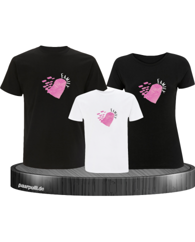 Love Family Herz 3er Familienset T-Shirts Love Family Herz 3er Familienset T-Shirts