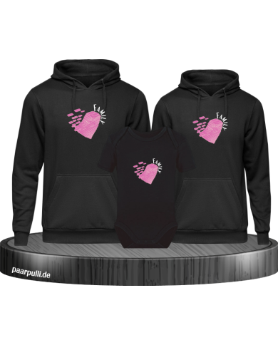 Love Family Herz 3er Hoodies mit Baby Body Love Family Herz 3er Hoodies mit Baby Body