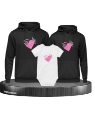 Love Family Herz 3er Hoodies mit Baby Body
