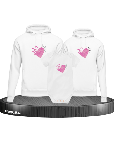 Love Family Herz 3er Hoodies mit Baby Body Love Family Herz 3er Hoodies mit Baby Body