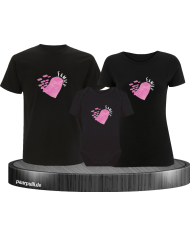 Love Family Herz 3er Familienset T-Shirts mit  Babybody