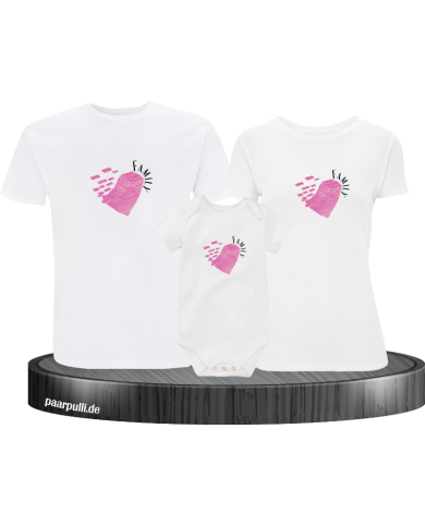 Love Family Herz 3er Familienset T-Shirts mit  Babybody Love Family Herz 3er Familienset T-Shirts mit  Babybody