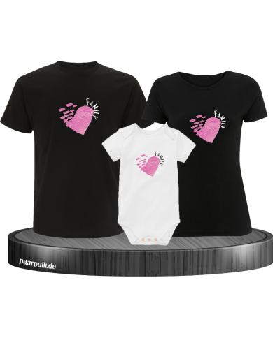 Love Family Herz 3er Familienset T-Shirts mit  Babybody Love Family Herz 3er Familienset T-Shirts mit  Babybody