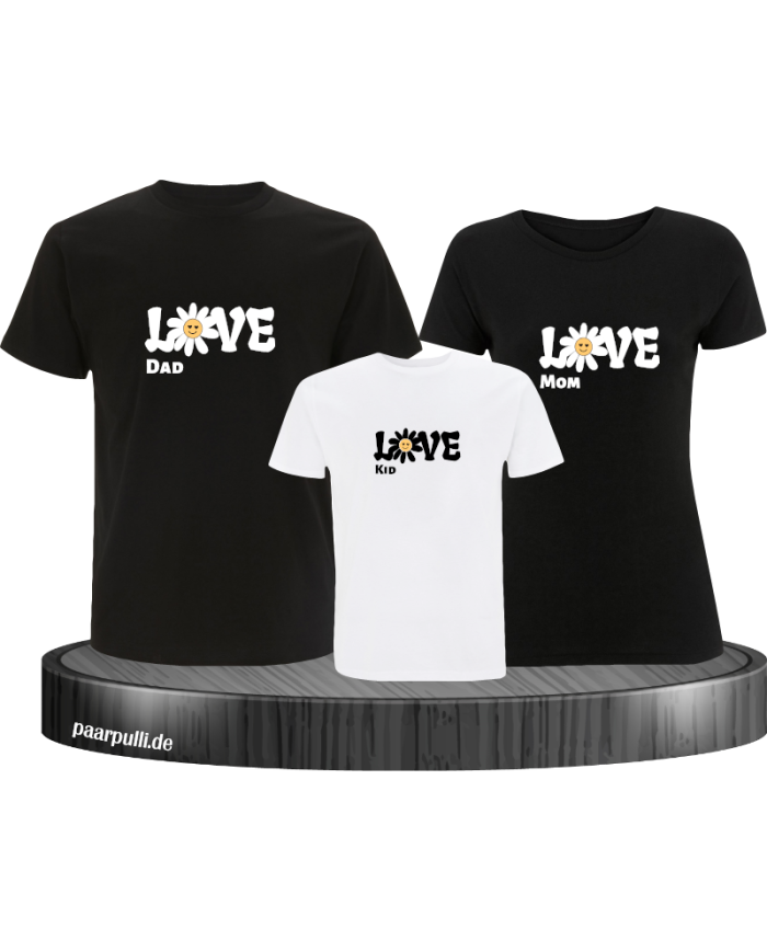 Love Flower 3er Familienset T-Shirts