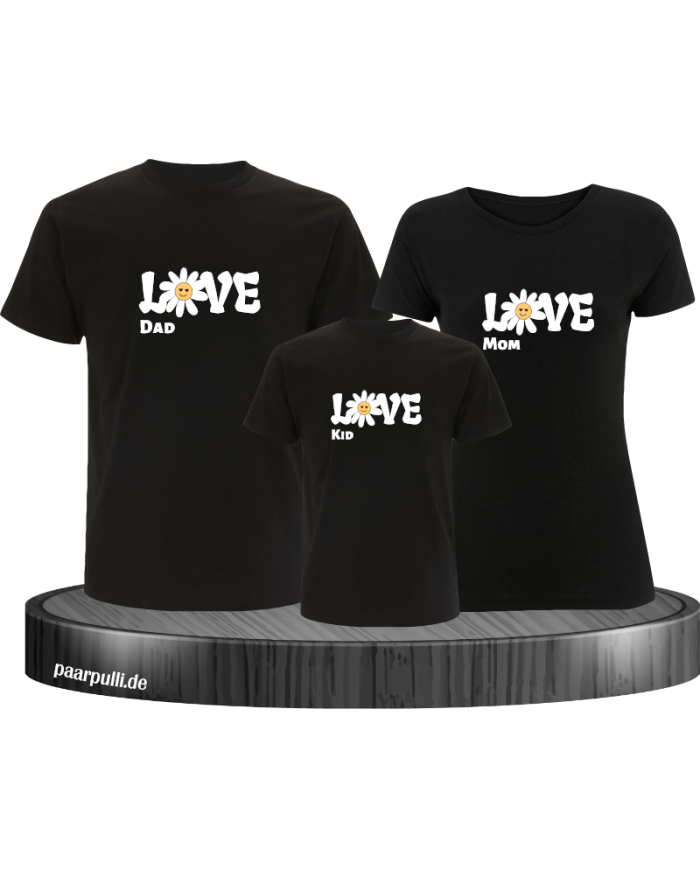 Love Flower 3er Familienset T-Shirts