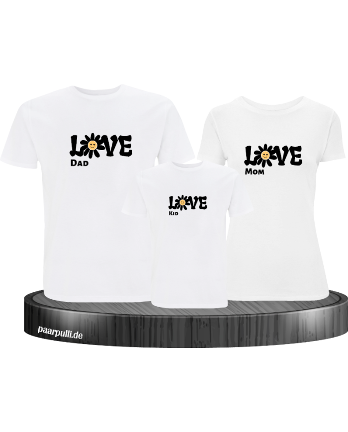 Love Flower 3er Familienset T-Shirts