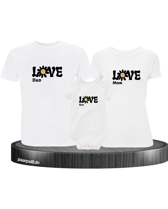 Love Flower 3er Familienset T-Shirts mit  Babybody