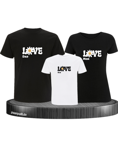 Love Flower 3er Familienset T-Shirts mit  Babybody