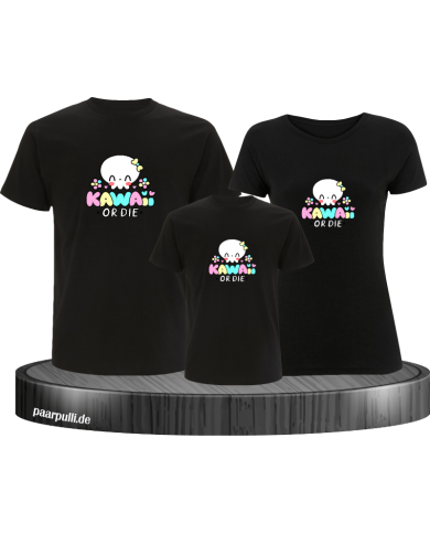 Kawaii or Die 3er Familienset T-Shirts Kawaii or Die 3er Familienset T-Shirts