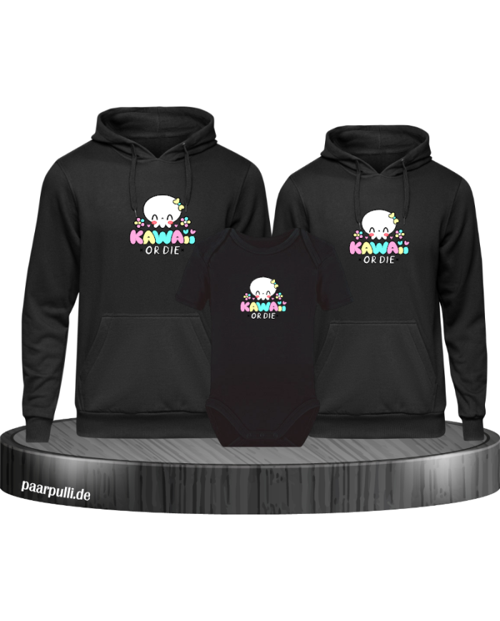 Kawaii or Die 3er Hoodies mit Baby Body