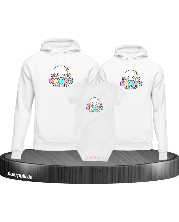 Kawaii or Die 3er Hoodies mit Baby Body