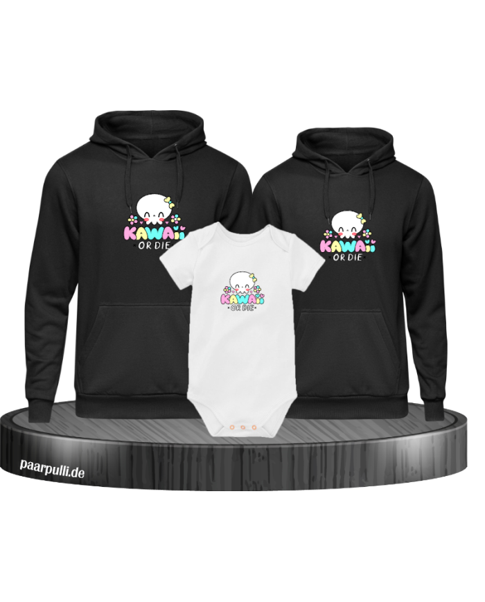 Kawaii or Die 3er Hoodies mit Baby Body
