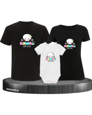 Kawaii or Die 3er Familienset T-Shirts mit  Babybody