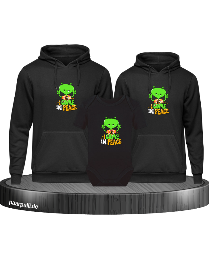 I come in Peace 3er Hoodies mit Baby Body