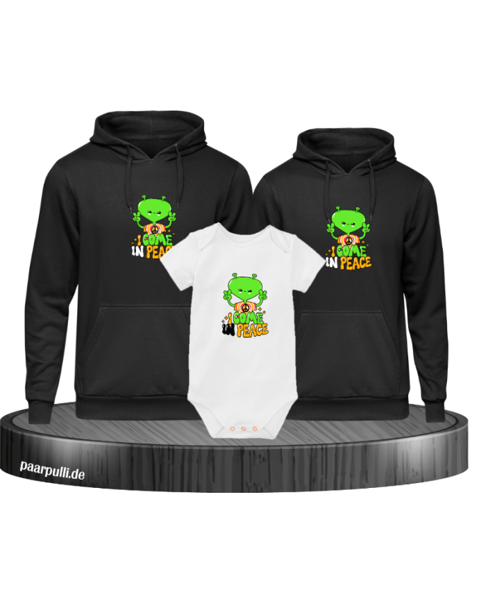 I come in Peace 3er Hoodies mit Baby Body