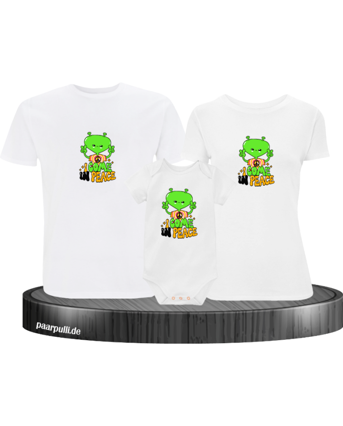 I come in Peace 3er Familienset T-Shirts mit  Babybody