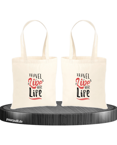 Live your Life and Travel Jutebeutel