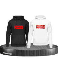 Geschwister Hoodie Double Trouble Aufdruck rot