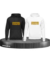 Geschwister Hoodie Double Trouble Aufdruck gold