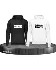 Geschwister Hoodie Double Trouble Aufdruck schwarz-weiß