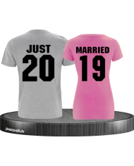 Just married Grau Pink couple t shirts