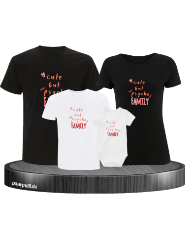 Cute but Psycho Family 4er Familienset T-Shirts mit Babybody Cute but Psycho Family 4er Familienset T-Shirts mit Babybody