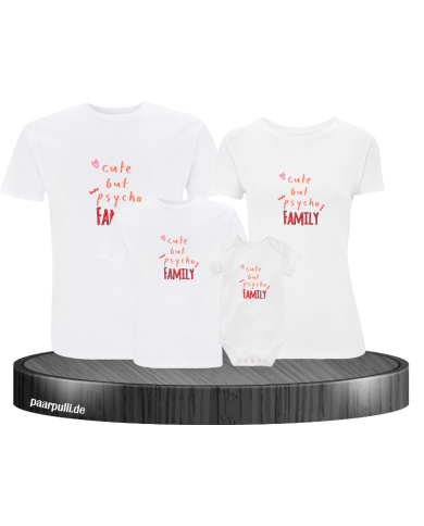 Cute but Psycho Family 4er Familienset T-Shirts mit Babybody Cute but Psycho Family 4er Familienset T-Shirts mit Babybody