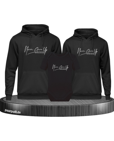 Never give up 3er Hoodies mit Baby Body Never give up 3er Hoodies mit Baby Body