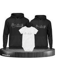 Never give up 3er Hoodies mit Baby Body
