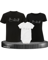 Never give up 3er Familienset T-Shirts mit  Babybody