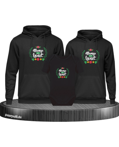 Always in my Heart 3er Hoodies mit Baby Body Always in my Heart 3er Hoodies mit Baby Body