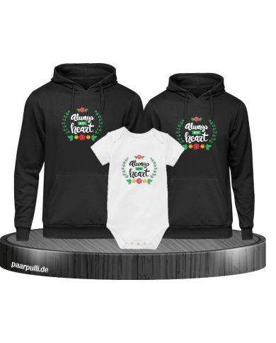 Always in my Heart 3er Hoodies mit Baby Body Always in my Heart 3er Hoodies mit Baby Body