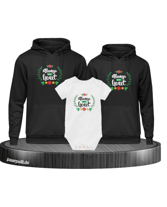 Always in my Heart 3er Hoodies mit Baby Body