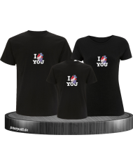 I Love You 3er Familienset T-Shirts