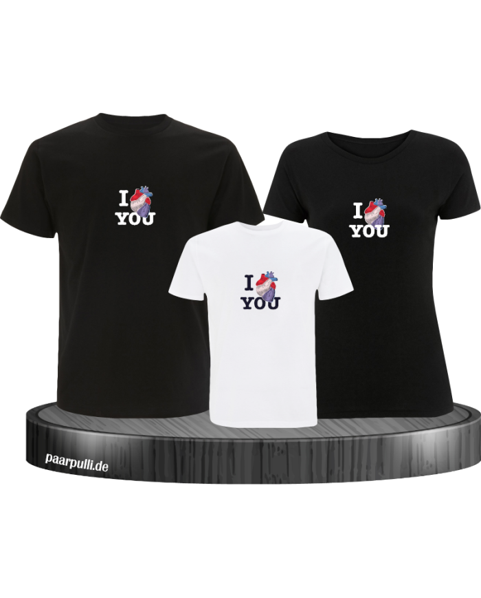 I Love You 3er Familienset T-Shirts